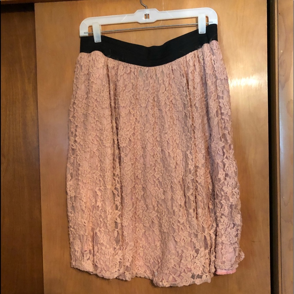 Black and pink lace skirt